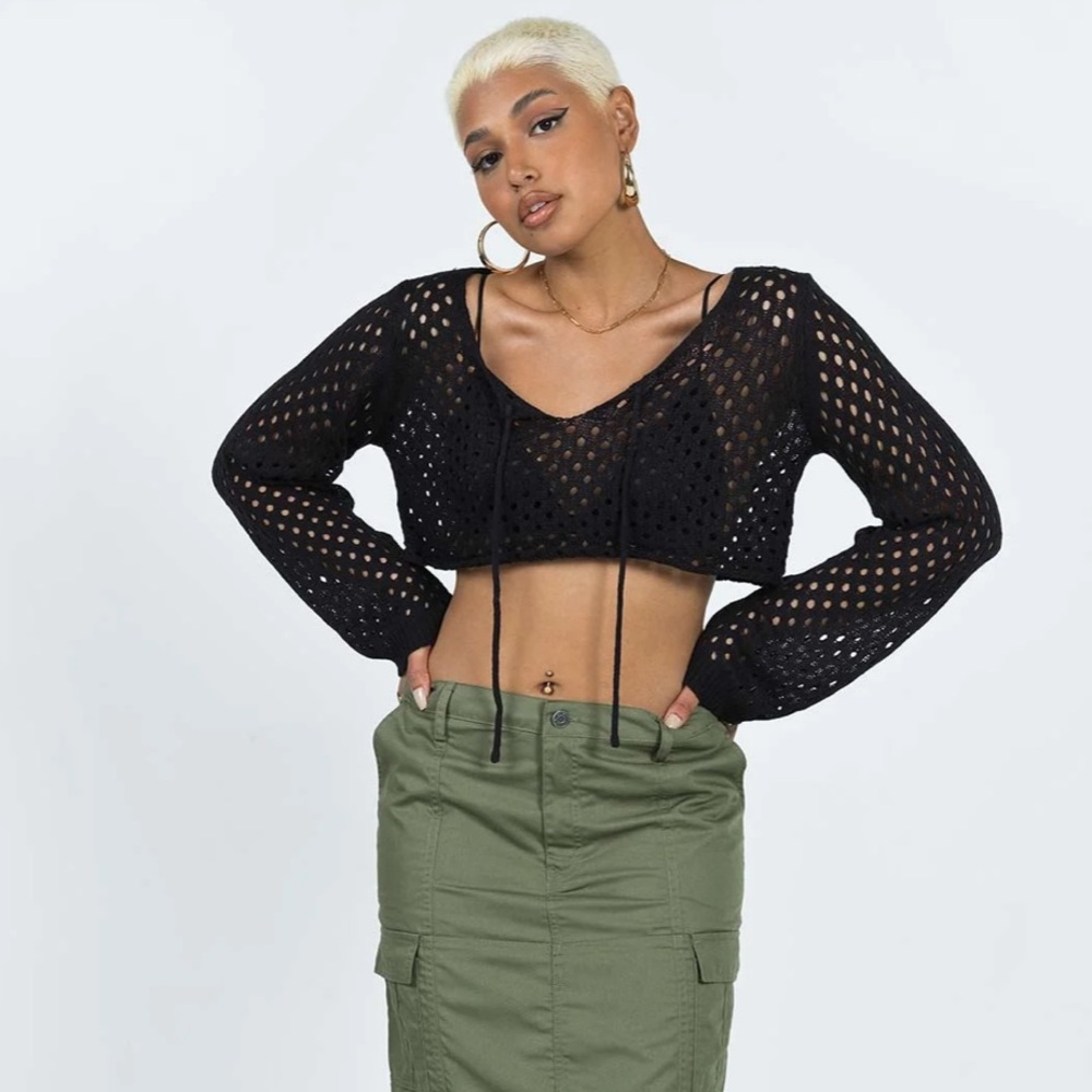 Princess Polly Black Knit Cropped Top